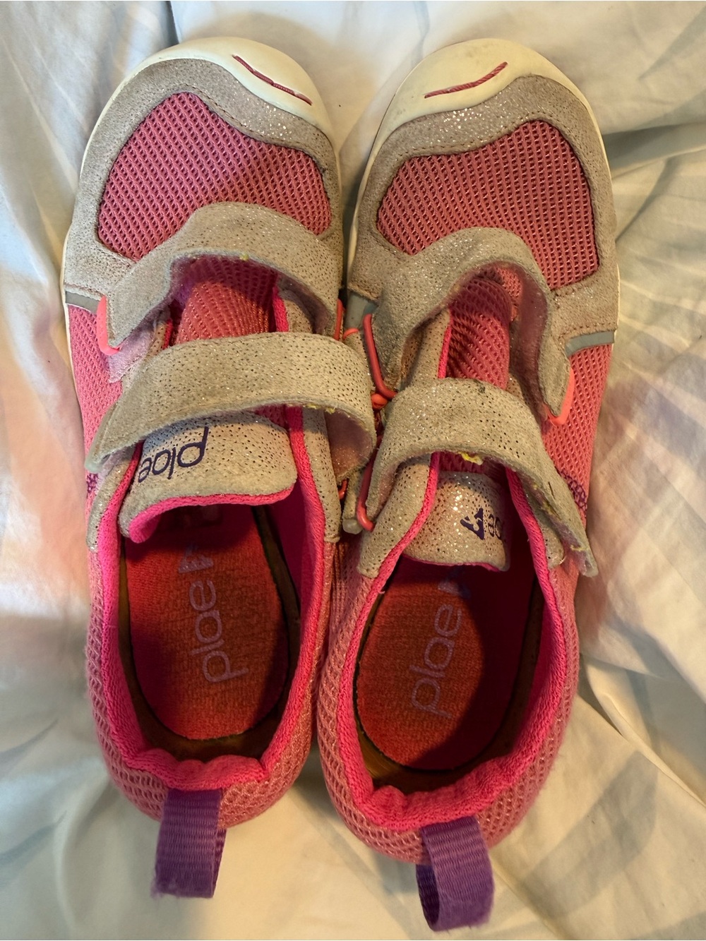 PLAE Kids Pink and Gray Velcro Mesh Sneakers